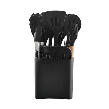 PACK4 SET MULTIUSO DE COLOR NEGRO DE 11 CUCHARONES SILICONA CON BASE Y+PAPEL REGALO - 3
