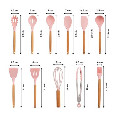 PACK2 SET COCINA INTEGRAL ACABADO ROSADO CON 18 PIEZAS Y TABLA INOXIDABLE - 4