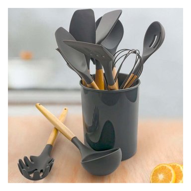 PACK2 SET DOMESTICO DE 12 PIEZAS COLOR GRIS FABRICADO EN SILICONA PARA USO Y+REGALO STICKER - 3