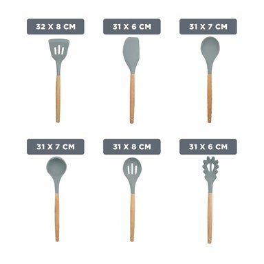 PACK2 SET DOMESTICO DE 12 PIEZAS COLOR GRIS FABRICADO EN SILICONA PARA USO Y+REGALO STICKER - 4