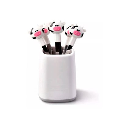 PACK2 TENEDOR MINI CON VACA EN COLOR BLANCO DE ACERO INOXIDABLE METALICO Y+REGALO STICKER - 2