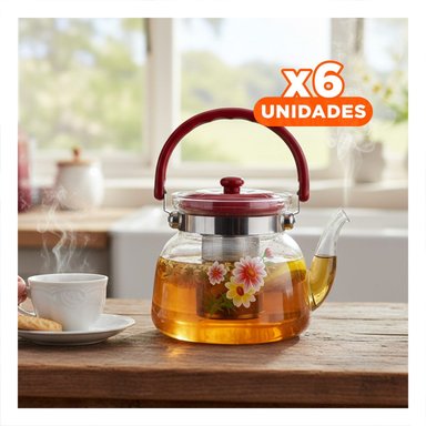 PACK6 ENVASE ELEGANTE CON TAPA 1400ML GUINDA Y+REGALO STICKER - 1
