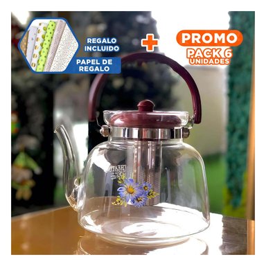 PACK6 RECIPIENTE 1100ML TRANSPARENTE CON TAPA GUINDA PARA SERVICIO HABITUAL Y+PAPEL REGALO - 1