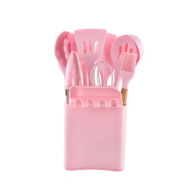 PACK4 SET MULTIUSO DE COLOR ROSADO DE 11 CUCHARONES SILICONA CON BASE Y+PAPEL REGALO - 3