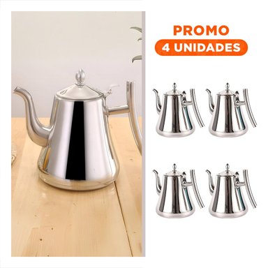 PACK4 INFUSOR CAFETERA DE 2,0L CON FILTRO PLATEADO ELEGANTE Y MODERNA Y+REGALO STICKER - 1