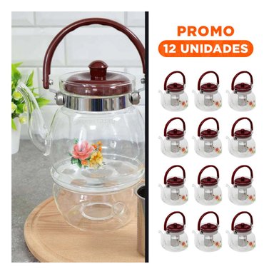 PACK12 CALDERA CON TAPA GUINDA 850ML EN CUERPO TRANSPARENTE PARA COCINA Y+REGALO STICKER - 1