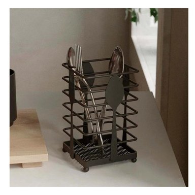 PACK6 SOPORTE DE METAL NEGRO PARA CUBIERTOS RECTANGULAR EN COCINA MODERNA - 2