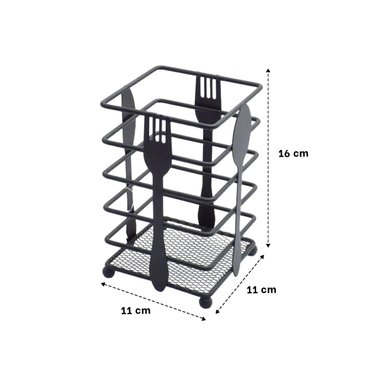 PACK6 SOPORTE DE METAL NEGRO PARA CUBIERTOS RECTANGULAR EN COCINA MODERNA - 4