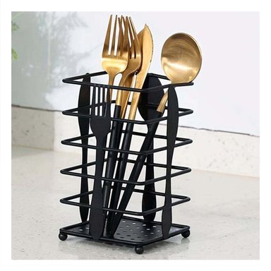 PACK6 SOPORTE DE METAL NEGRO PARA CUBIERTOS RECTANGULAR EN COCINA MODERNA - 5