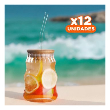 PACK12 FRASCO MODERNO 500 ML CON DISENO CURVAS Y TAPA SEGURA - 1