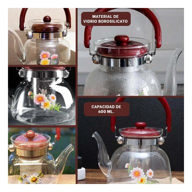 PACK2 JARRA TRANSPARENTE 600ML CON DETALLE GUINDA PARA ORGANIZACION EN COCINA Y+PAPEL REGALO - 3