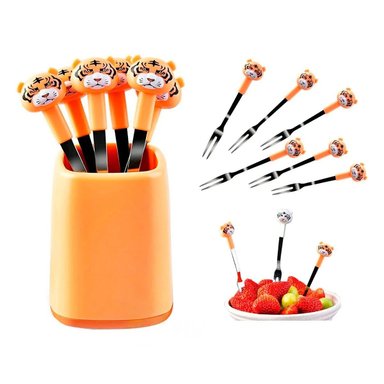 PACK12 UTENSILIO MINI METALICO EN ACERO INOXIDABLE CON TIGRE COLOR ANARANJADO Y+REGALO STICKER - 2