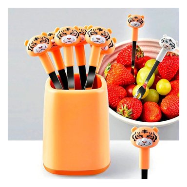 PACK12 UTENSILIO MINI METALICO EN ACERO INOXIDABLE CON TIGRE COLOR ANARANJADO Y+REGALO STICKER - 3
