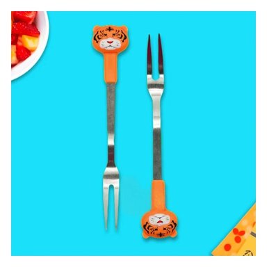 PACK12 UTENSILIO MINI METALICO EN ACERO INOXIDABLE CON TIGRE COLOR ANARANJADO Y+REGALO STICKER - 5