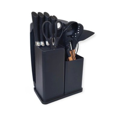 PACK2 SET ENFOQUE COCINA PROFESIONAL 18 PZ ACERO INOXIDABLE CON TABLA NEGRO Y+REGALO STICKER - 2
