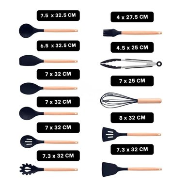 PACK2 SET ENFOQUE COCINA PROFESIONAL 18 PZ ACERO INOXIDABLE CON TABLA NEGRO Y+REGALO STICKER - 4