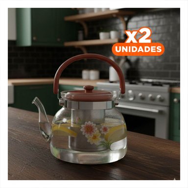 PACK2 JARRA ELEGANTE PARA HOGAR Y OFICINA 1400ML GUINDA Y+REGALO STICKER - 1