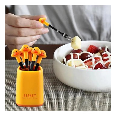 PACK2 TENEDOR MINI CON FIGURA DE PATO EN COLOR AMARILLO ACERO INOXIDABLE - 3