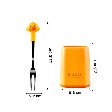PACK2 TENEDOR MINI CON FIGURA DE PATO EN COLOR AMARILLO ACERO INOXIDABLE - 4