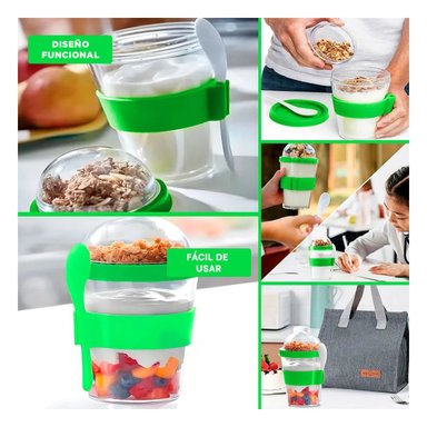 PACK12 TAZA CON 350 ML PARA YOGURT Y CEREAL EN VERDE LIMON FUNCIONAL Y+PAPEL REGALO - 2