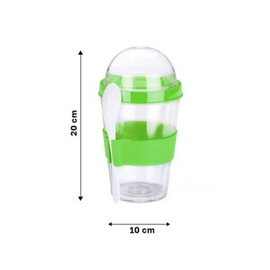 PACK12 TAZA CON 350 ML PARA YOGURT Y CEREAL EN VERDE LIMON FUNCIONAL Y+PAPEL REGALO - 4