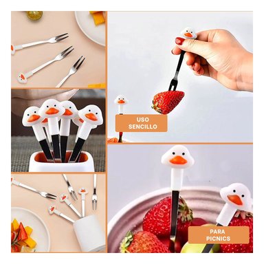 PACK12 UTENSILIO MINI DE ACERO INOXIDABLE METALICO CON PATO EN COLOR BLANCO Y+PAPEL REGALO - 2