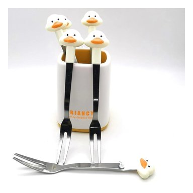 PACK12 UTENSILIO MINI DE ACERO INOXIDABLE METALICO CON PATO EN COLOR BLANCO Y+PAPEL REGALO - 3
