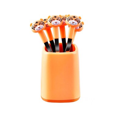 PACK4 TENEDOR MINI CON FORMA DE TIGRE EN METAL ACERO INOXIDABLE COLOR ANARANJADO Y+PAPEL REGALO - 3