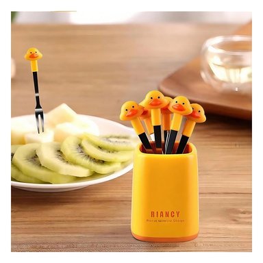 PACK12 UTENSILIO MINI DE ACERO INOXIDABLE METALICO CON PATO EN COLOR AMARILLO Y+PAPEL REGALO - 5