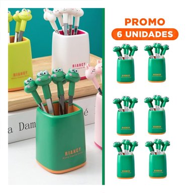 PACK6 CUBIERTO MINI EN METAL CON SAPO DE ACERO INOXIDABLE COLOR VERDE OSCURO - 1