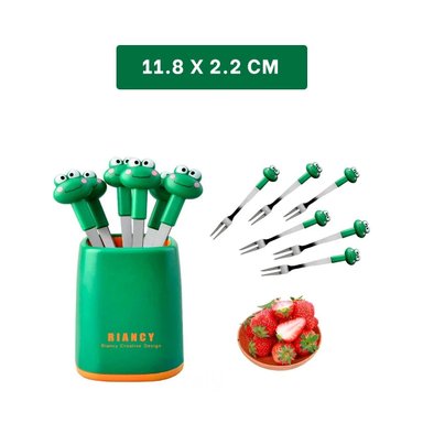 PACK6 CUBIERTO MINI EN METAL CON SAPO DE ACERO INOXIDABLE COLOR VERDE OSCURO - 4