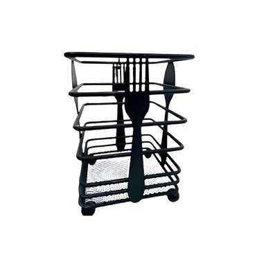 PACK4 ORGANIZADOR PARA CUBIERTOS DE COCINA RECTANGULAR METAL NEGRO Y+PAPEL REGALO - 3