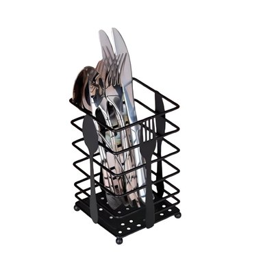 PACK2 ORGANIZADOR DE COCINA RECTANGULAR PARA CUBIERTOS DE METAL NEGRO Y+REGALO STICKER - 2