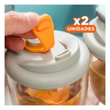 PACK2 TERMO DE VIDRIO DOBLE AISLANTE CON TAPA DE SILICONA 450 ML Y+REGALO STICKER - 1