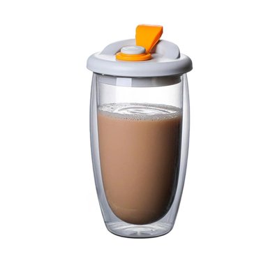 PACK2 TERMO DE VIDRIO DOBLE AISLANTE CON TAPA DE SILICONA 450 ML Y+REGALO STICKER - 2