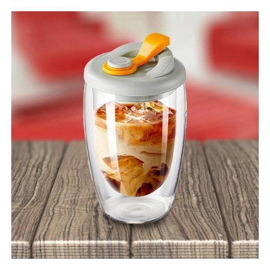 PACK2 TERMO DE VIDRIO DOBLE AISLANTE CON TAPA DE SILICONA 450 ML Y+REGALO STICKER - 5