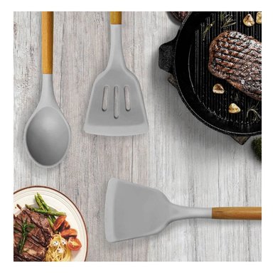 PACK2 SET DE COCINA EN SILICONA COLOR GRIS CON FORMATO DE 12 PIEZAS RESISTENTES Y+PAPEL REGALO - 5