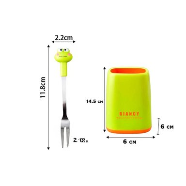 PACK12 CUBIERTO MINI CON FIGURA DE SAPO DE ACERO INOXIDABLE EN METAL COLOR VERDE LIMON - 4