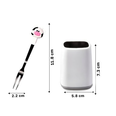 PACK6 CUBIERTO MINI EN METAL CON VACA DE ACERO INOXIDABLE COLOR BLANCO - 4