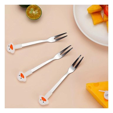 PACK12 UTENSILIO MINI METALICO EN ACERO INOXIDABLE CON PATO COLOR BLANCO Y+REGALO STICKER - 5