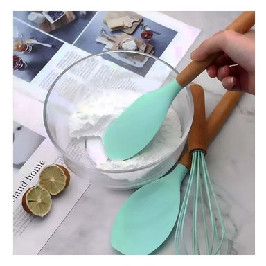PACK4 SET PRACTICO DE COCINA COLOR VERDE CON 12 PIEZAS EN SILICONA FLEXIBLE Y+PAPEL REGALO - 5