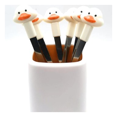 PACK6 CUBIERTO MINI EN METAL CON PATO DE ACERO INOXIDABLE COLOR BLANCO - 5