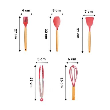 PACK2 SET DOMESTICO DE 12 PIEZAS COLOR ROJO FABRICADO EN SILICONA PARA USO Y+REGALO STICKER - 4