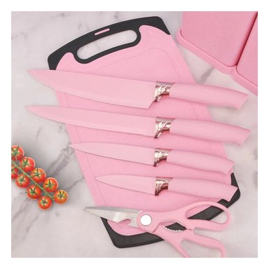 PACK6 EQUIPO COCINA PROFESIONAL EN ROSADO CON CUERPO ACERO INOXIDABLE Y+PAPEL REGALO - 5