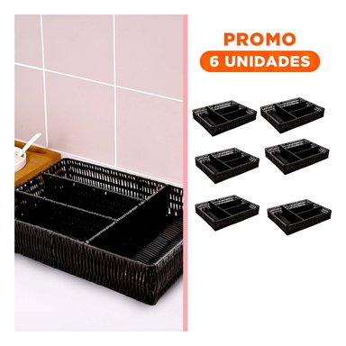 PACK6 SEPARADOR PRACTICO DE CUBIERTOS NEGRO RESISTENTE - 1