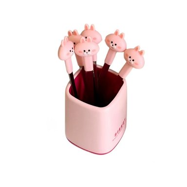 PACK6 CUBIERTO MINI EN ACERO INOXIDABLE COLOR ROSADO CON FIGURA DE CONEJO Y+REGALO STICKER - 2
