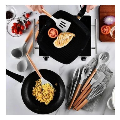 PACK12 CONJUNTO FUNCIONAL PARA COCINA COLOR GRIS CON 12 PIEZAS EN SILICONA - 2