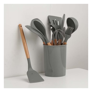 PACK12 CONJUNTO FUNCIONAL PARA COCINA COLOR GRIS CON 12 PIEZAS EN SILICONA - 5