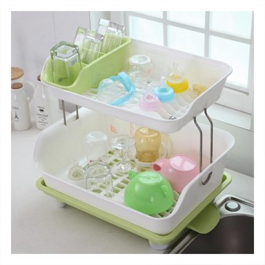 PACK2 SOPORTE DE MENAJE VERDE 2 NIVELES CON ESTRUCTURA FIRME PARA LOS PLATOS - 2