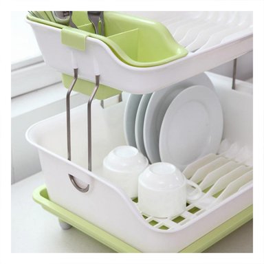 PACK2 SOPORTE DE MENAJE VERDE 2 NIVELES CON ESTRUCTURA FIRME PARA LOS PLATOS - 5